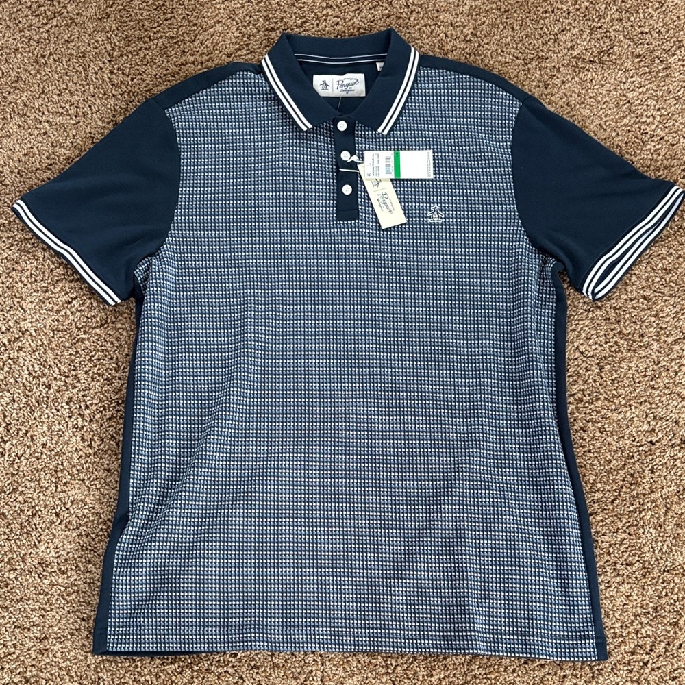 Original Penguin Men's Navy & White Micro-Pattern Polo